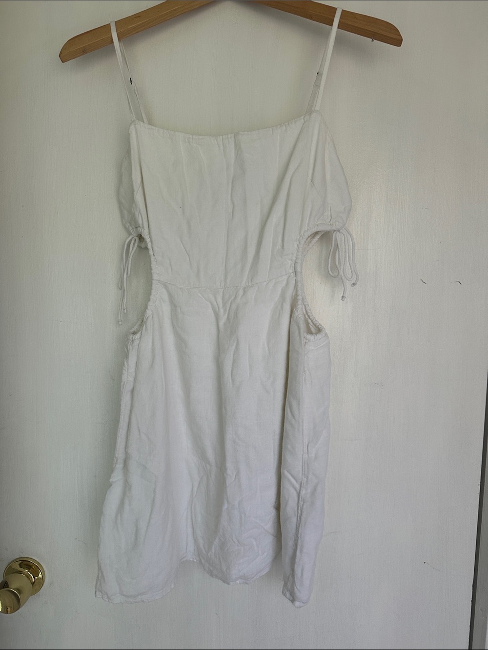 Abercrombie & Fitch White Spaghetti-Strap Mini Dress with Side Ties